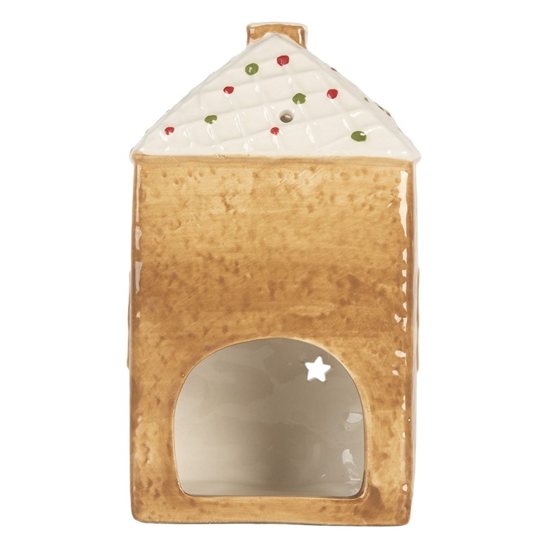 Clayre & Eef Waxinelichthouder Huis 9x7x16 cm Bruin Keramiek