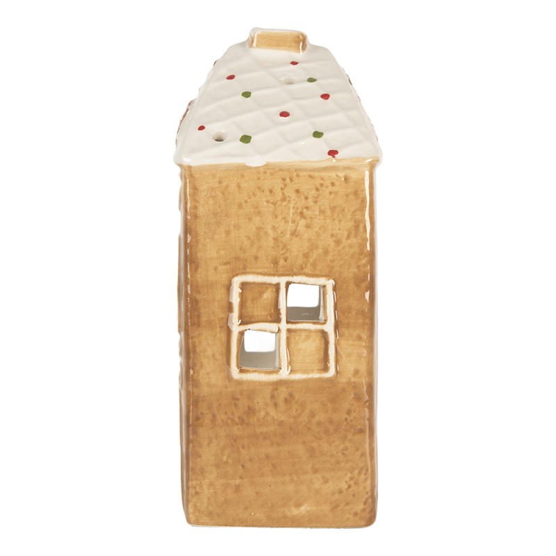Clayre & Eef Waxinelichthouder Huis 9x7x16 cm Bruin Keramiek
