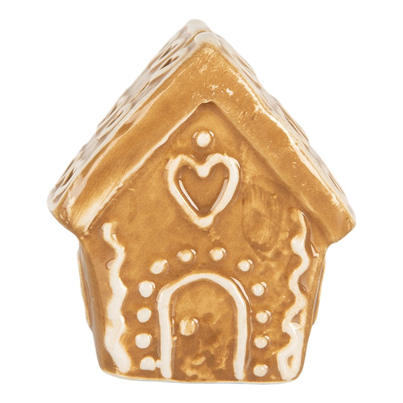 Clayre & Eef Card Holder Gingerbread house 5x4x6 cm Brown Ceramic