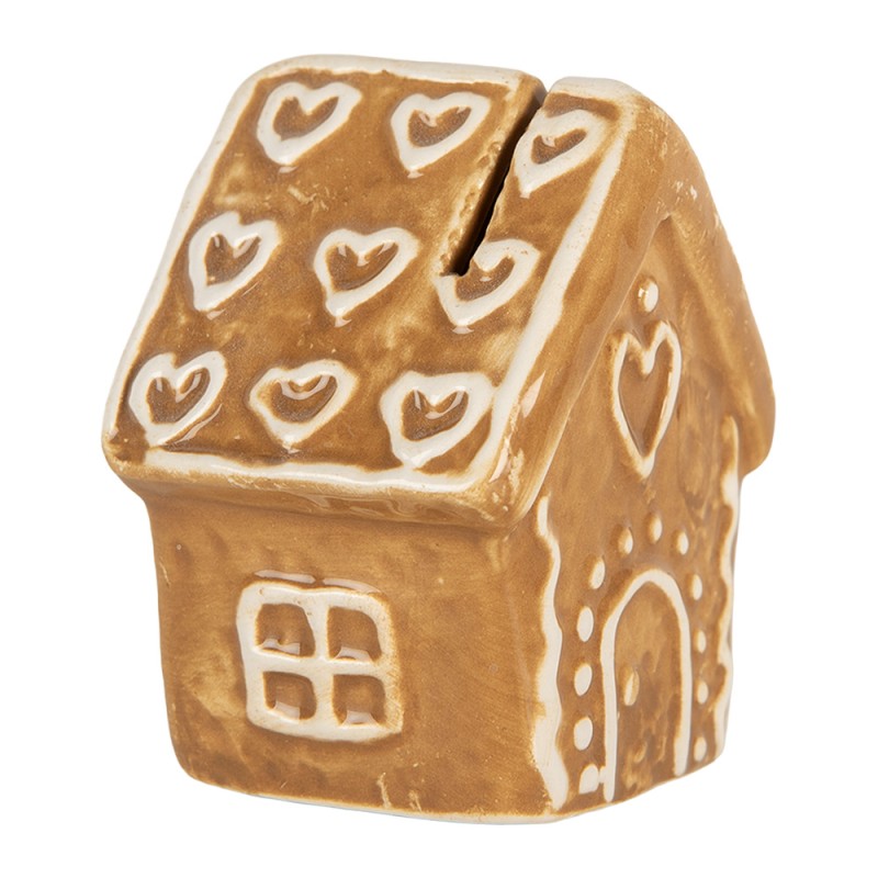 Clayre & Eef Card Holder Gingerbread house 5x4x6 cm Brown Ceramic