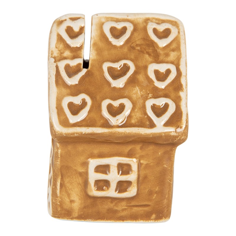 Clayre & Eef Card Holder Gingerbread house 5x4x6 cm Brown Ceramic