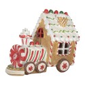 Clayre & Eef Decorazione natalizia con illuminazione a LED e musica Treno 21x12x19 cm Marrone Plastica
