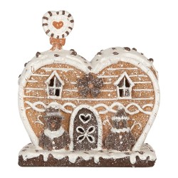 Clayre & Eef Lebkuchenhaus mit LED 18x10x19 cm Braun Kunststoff