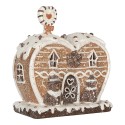 Clayre & Eef Lebkuchenhaus mit LED 18x10x19 cm Braun Kunststoff