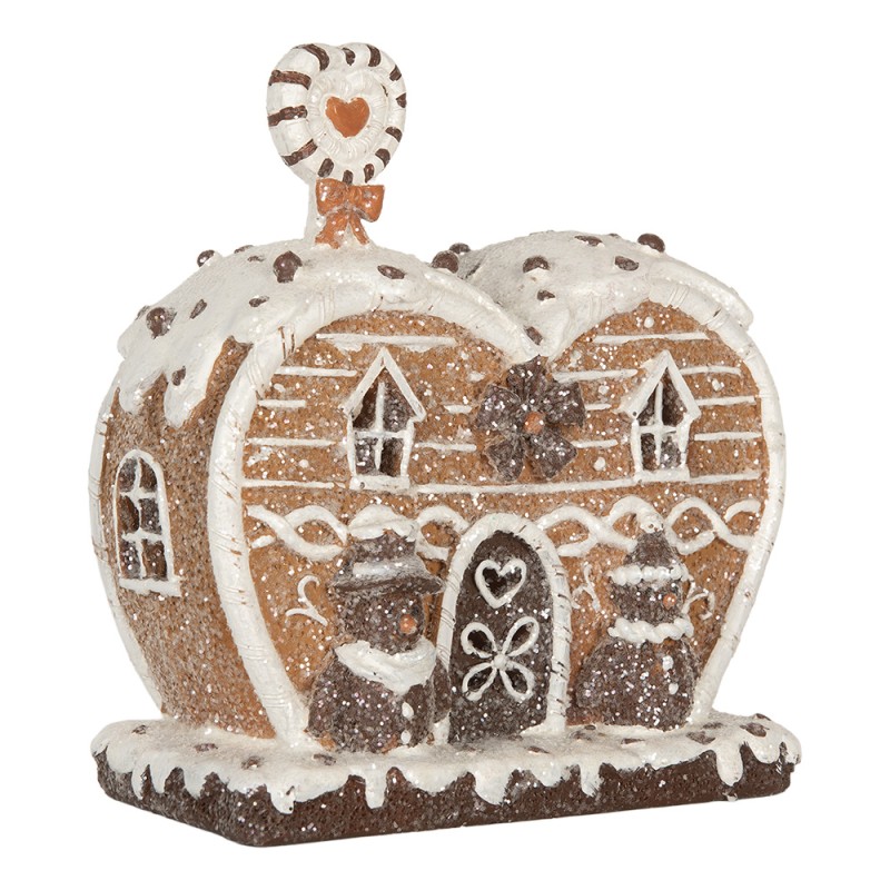 Clayre & Eef Lebkuchenhaus mit LED 18x10x19 cm Braun Kunststoff