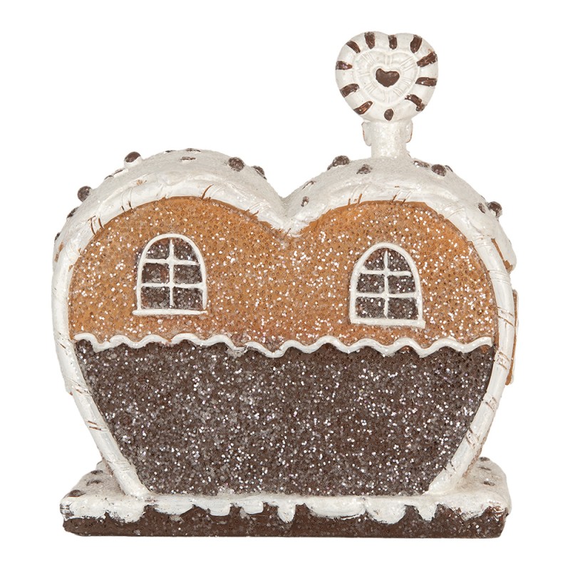 Clayre & Eef Lebkuchenhaus mit LED 18x10x19 cm Braun Kunststoff