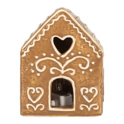 Clayre & Eef Maison en pain d'épices avec LED 8x6x10 cm Marron Céramique