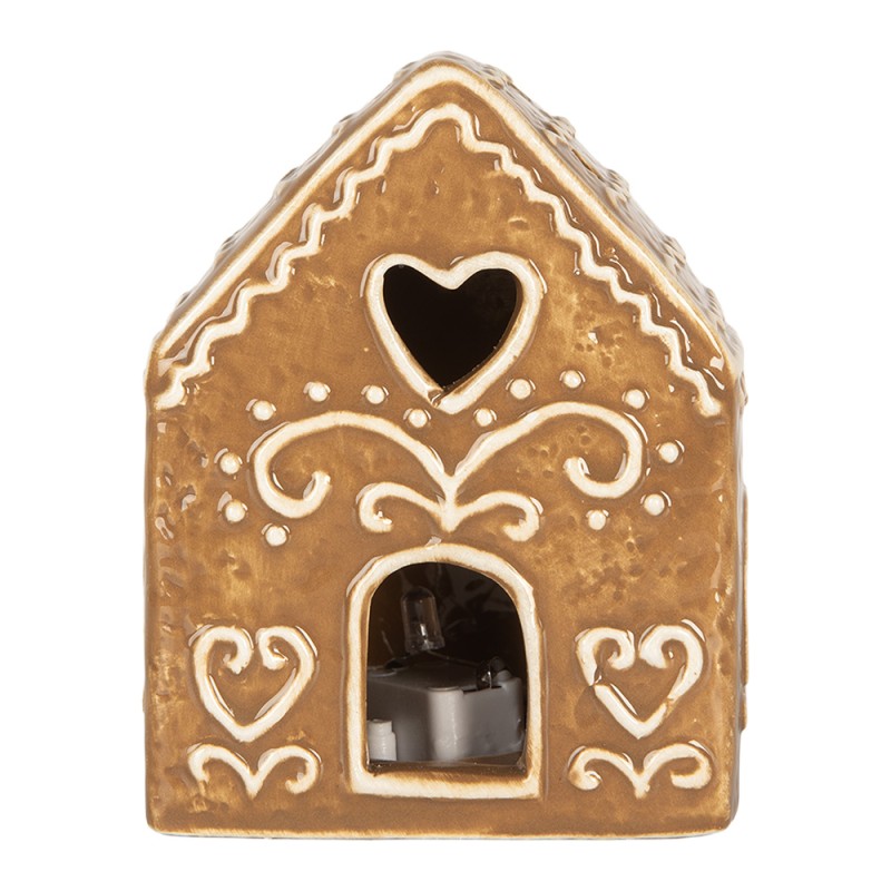 Clayre & Eef Maison en pain d'épices avec LED 8x6x10 cm Marron Céramique