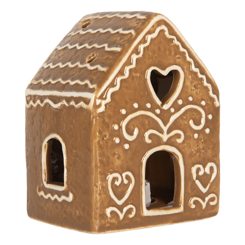 Clayre & Eef Maison en pain d'épices avec LED 8x6x10 cm Marron Céramique