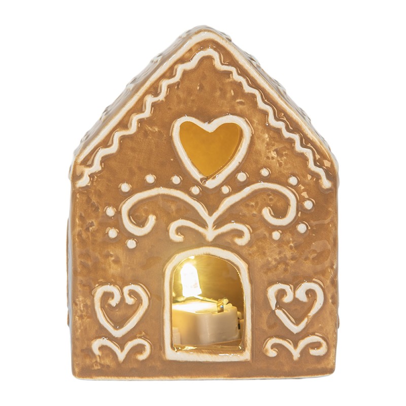 Clayre & Eef Maison en pain d'épices avec LED 8x6x10 cm Marron Céramique