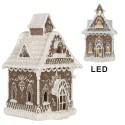 Clayre & Eef Gingerbread house met LED 13x12x20 cm Bruin Kunststof