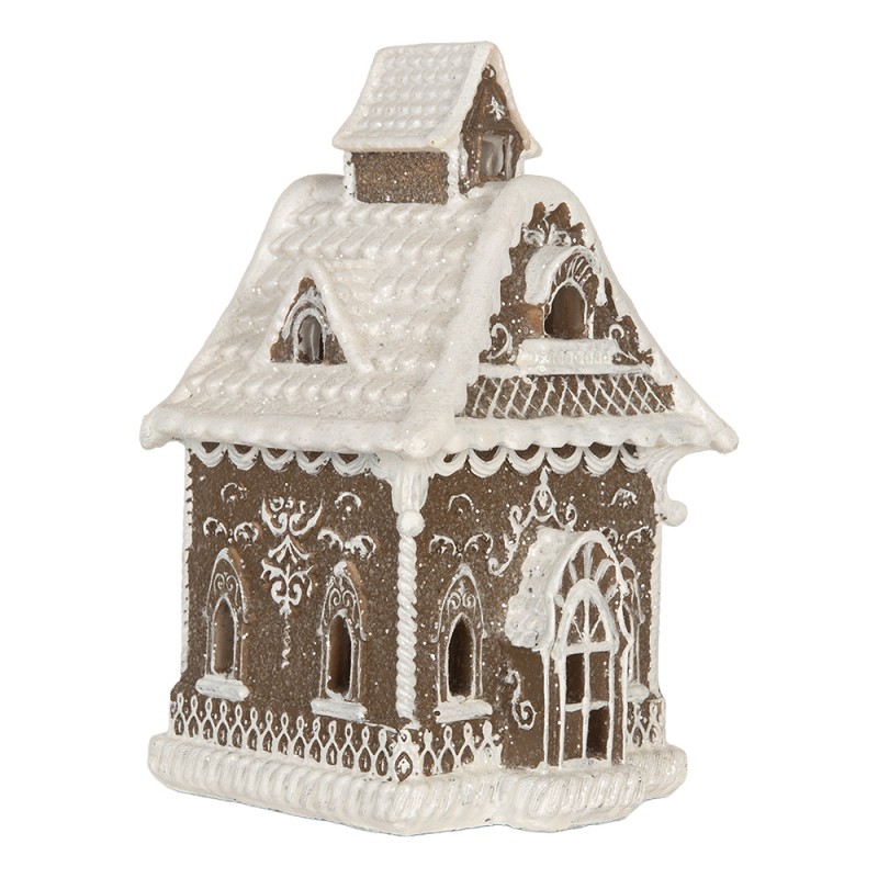 Clayre & Eef Gingerbread house met LED 13x12x20 cm Bruin Kunststof