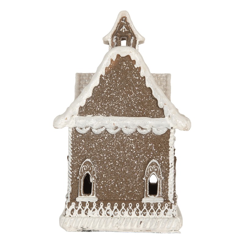 Clayre & Eef Gingerbread house met LED 13x12x20 cm Bruin Kunststof