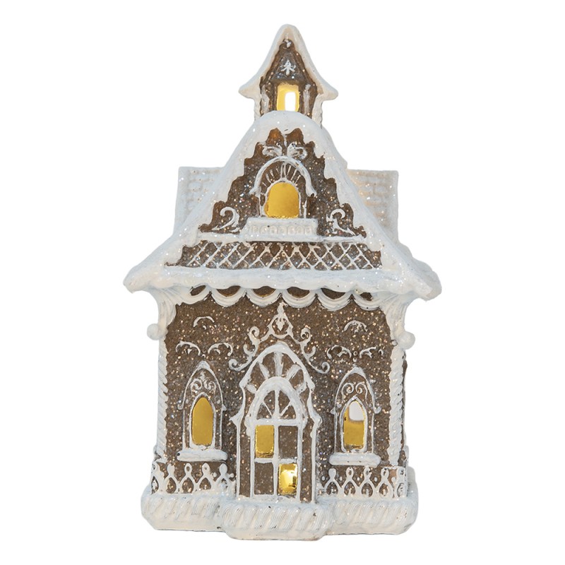 Clayre & Eef Gingerbread house met LED 13x12x20 cm Bruin Kunststof