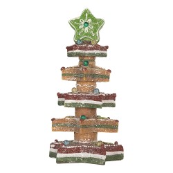 Clayre & Eef Decorazione natalizia con illuminazione a LED e musica Albero di Natale 3xAAA Marrone Plastica