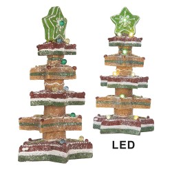 Clayre & Eef Decorazione natalizia con illuminazione a LED e musica Albero di Natale 3xAAA Marrone Plastica