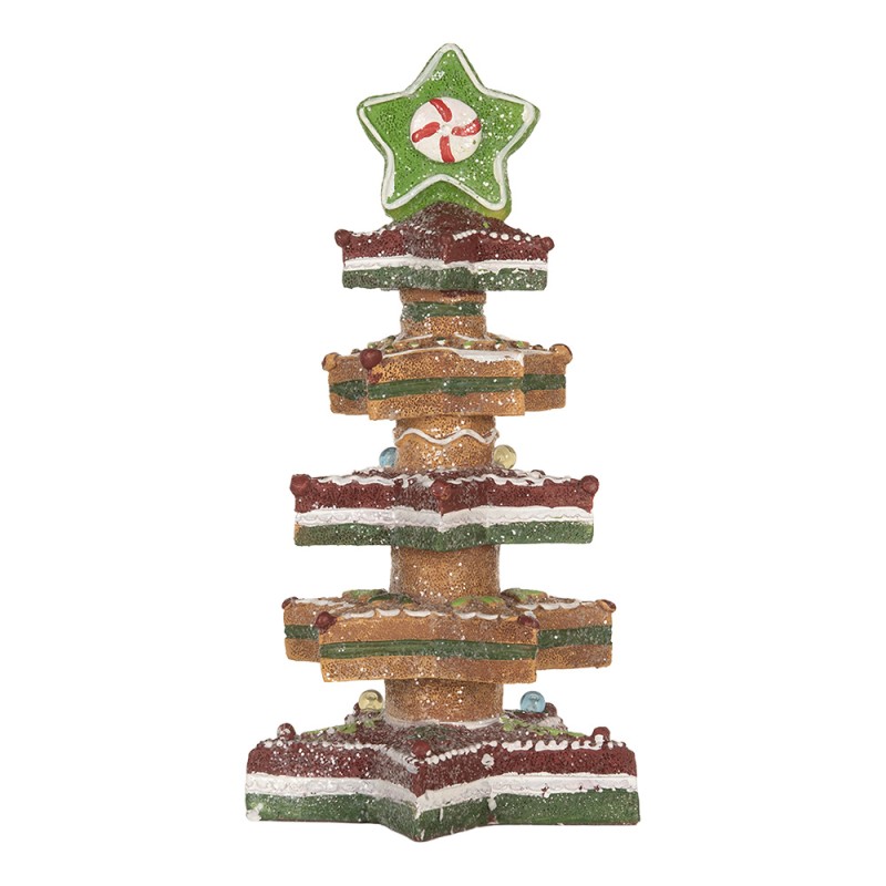 Clayre & Eef Decorazione natalizia con illuminazione a LED e musica Albero di Natale 3xAAA Marrone Plastica