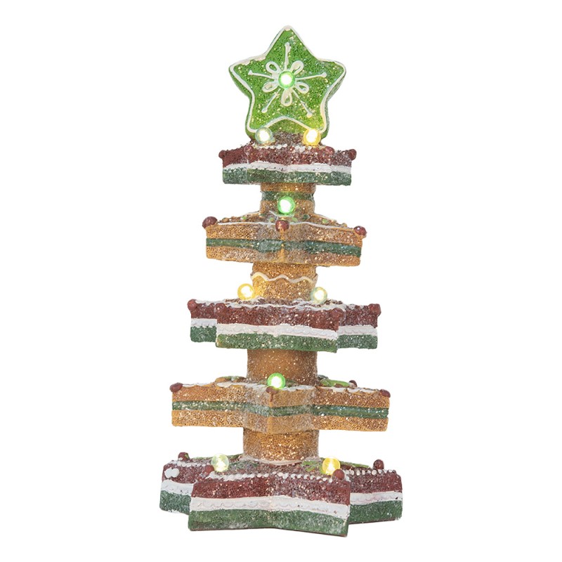 Clayre & Eef Decorazione natalizia con illuminazione a LED e musica Albero di Natale 3xAAA Marrone Plastica