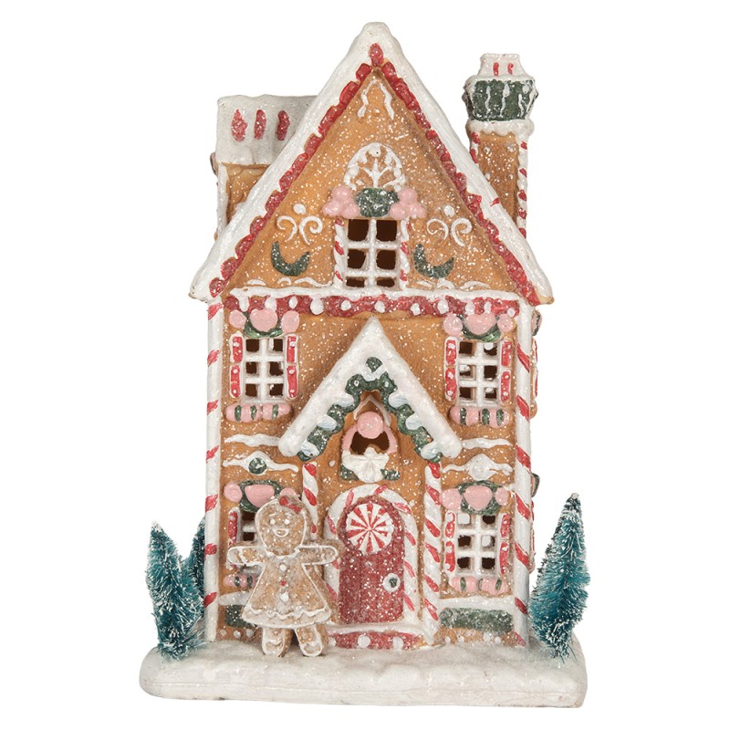 Clayre & Eef Gingerbread house with LED 17x12x26 cm Brown Plastic