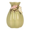 Clayre & Eef Vaso Ø 14x21 cm Verde Ceramica Fiori