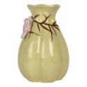 Clayre & Eef Vaso Ø 14x21 cm Verde Ceramica Fiori