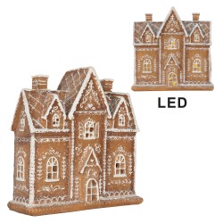 Clayre & Eef Maison en pain d'épices avec LED 21x8x20 cm Marron Plastique