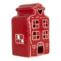Clayre & Eef Portacandela Casa 8x7x13 cm Rosso Ceramica