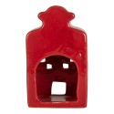 Clayre & Eef Portacandela Casa 8x7x13 cm Rosso Ceramica