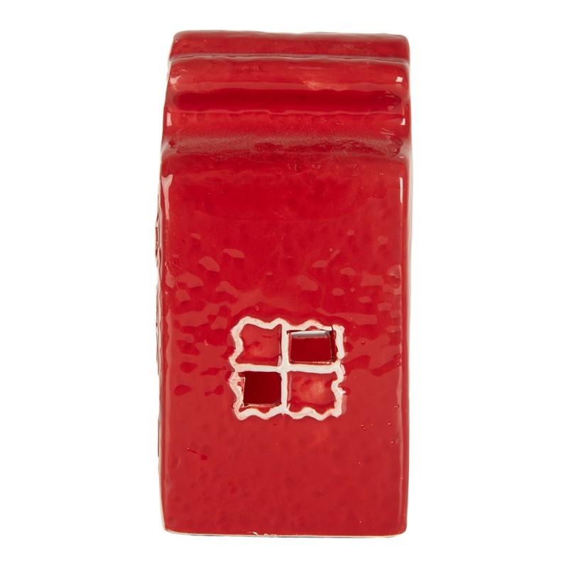 Clayre & Eef Portacandela Casa 8x7x13 cm Rosso Ceramica