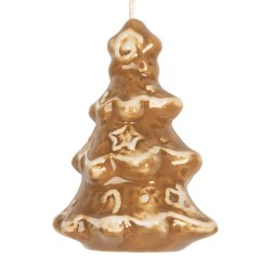 Clayre & Eef Christmas Ornament Christmas Tree 6x5x9 cm Brown Ceramic