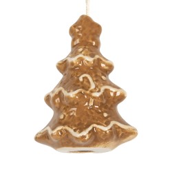 Clayre & Eef Christmas Ornament Christmas Tree 6x5x9 cm Brown Ceramic