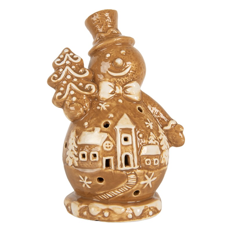 Clayre & Eef Christmas Decoration Snowman 11x8x16 cm Brown Ceramic