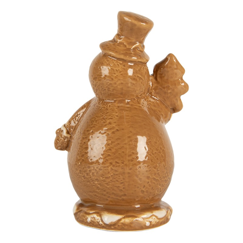 Clayre & Eef Christmas Decoration Snowman 11x8x16 cm Brown Ceramic