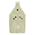 Clayre & Eef Portacandela Casa 11x9x21 cm Verde Ceramica