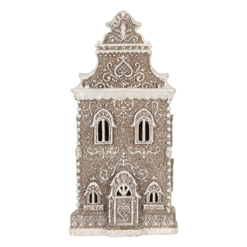 Clayre & Eef Lebkuchenhaus mit LED 17x15x35 cm Braun Kunststoff