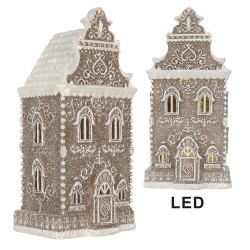 Clayre & Eef Lebkuchenhaus mit LED 17x15x35 cm Braun Kunststoff
