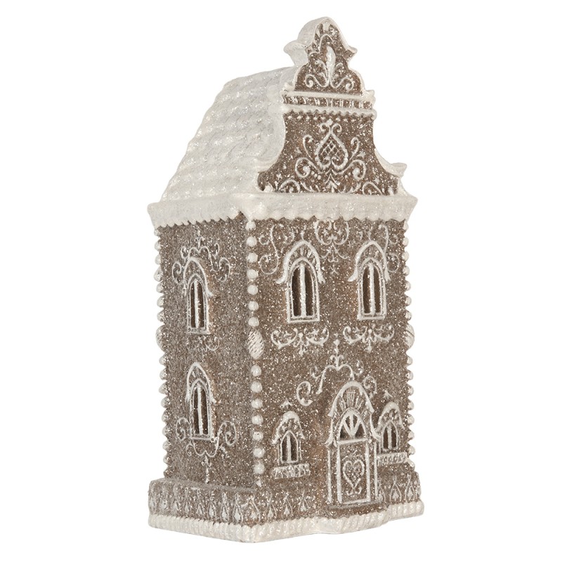 Clayre & Eef Lebkuchenhaus mit LED 17x15x35 cm Braun Kunststoff