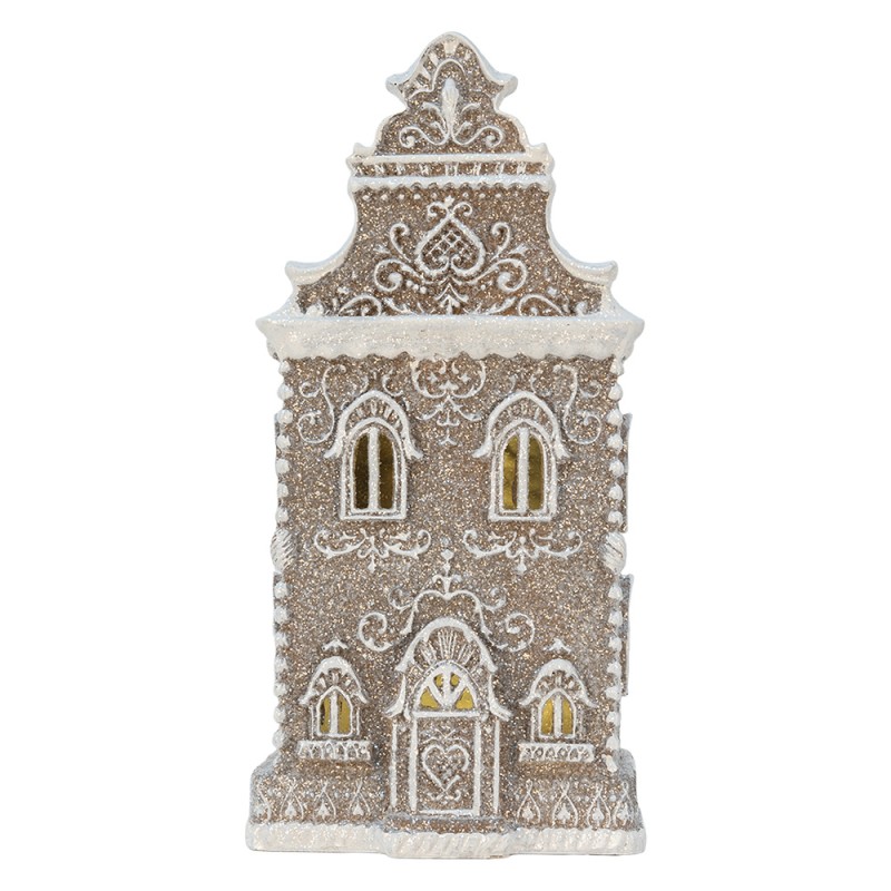 Clayre & Eef Lebkuchenhaus mit LED 17x15x35 cm Braun Kunststoff