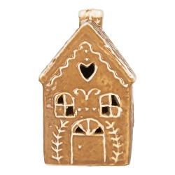 Clayre & Eef Casa di pan di zenzero con LED 7x6x12 cm Marrone Ceramica