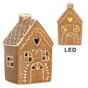 Clayre & Eef Casa di pan di zenzero con LED 7x6x12 cm Marrone Ceramica