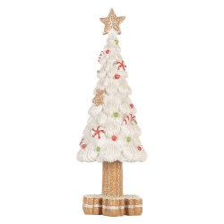 Clayre & Eef Décoration de Noël Sapin de Noël Ø 12x33 cm Blanc Plastique