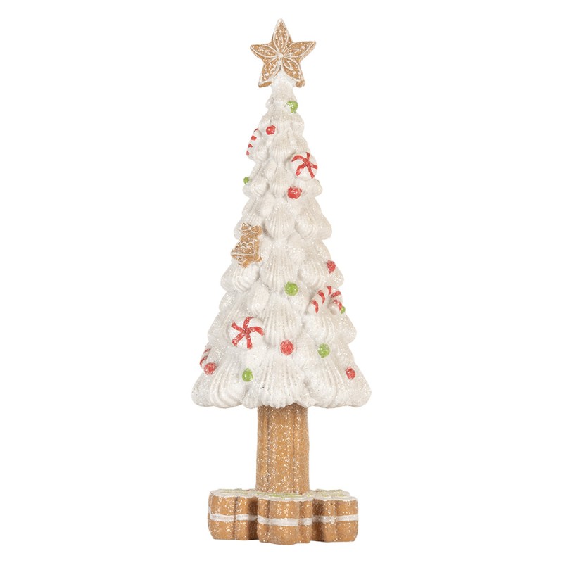 Clayre & Eef Decorazione di Natalizie Albero di Natale Ø 12x33 cm Bianco Plastica