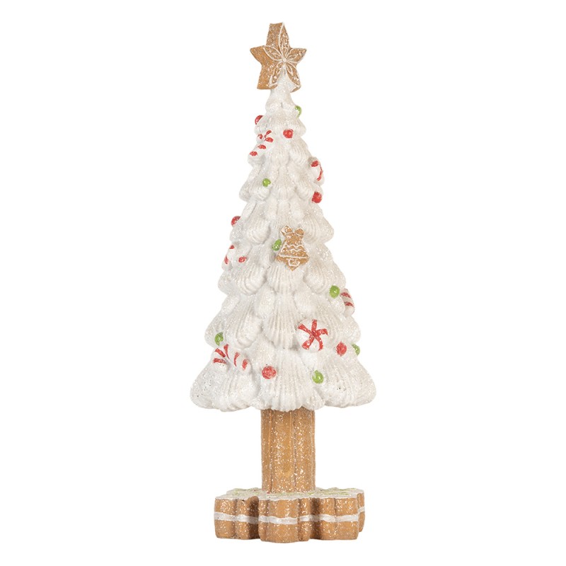 Clayre & Eef Decorazione di Natalizie Albero di Natale Ø 12x33 cm Bianco Plastica