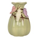 Clayre & Eef Vase Ø 10x14 cm Green Ceramic Flowers