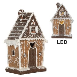 Clayre & Eef Maison en pain d'épices avec LED 14x9x21 cm Marron Plastique