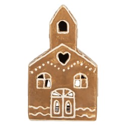 Clayre & Eef Porte-bougie Maison 10x10x16 cm Marron Céramique