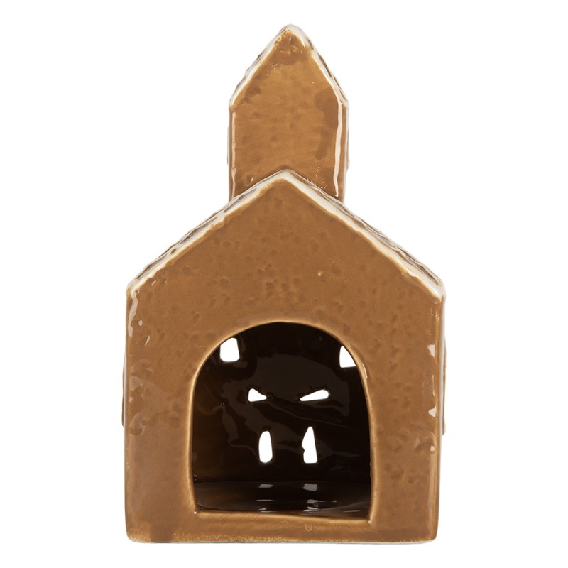 Clayre & Eef Portacandela Casa 10x10x16 cm Marrone Ceramica