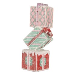 Clayre & Eef Decorazione di Natalizie Regalo 14x16x36 cm Rosso Plastica