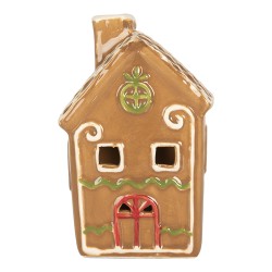 Clayre & Eef Casa di pan di zenzero con LED 8x8x12 cm Marrone Ceramica