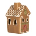 Clayre & Eef Casa di pan di zenzero con LED 8x8x12 cm Marrone Ceramica